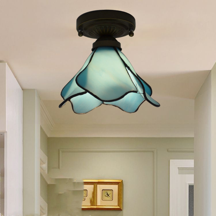 Tiffany-Style Retro Glass Pendant Chandelier