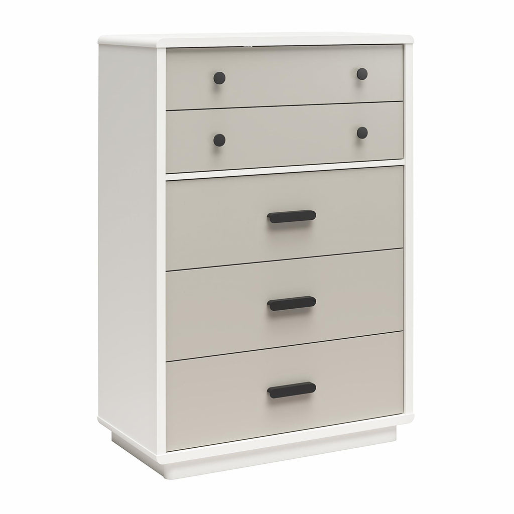 White and Gray 5-Drawer Tall Dresser (United States Delivery Only)
