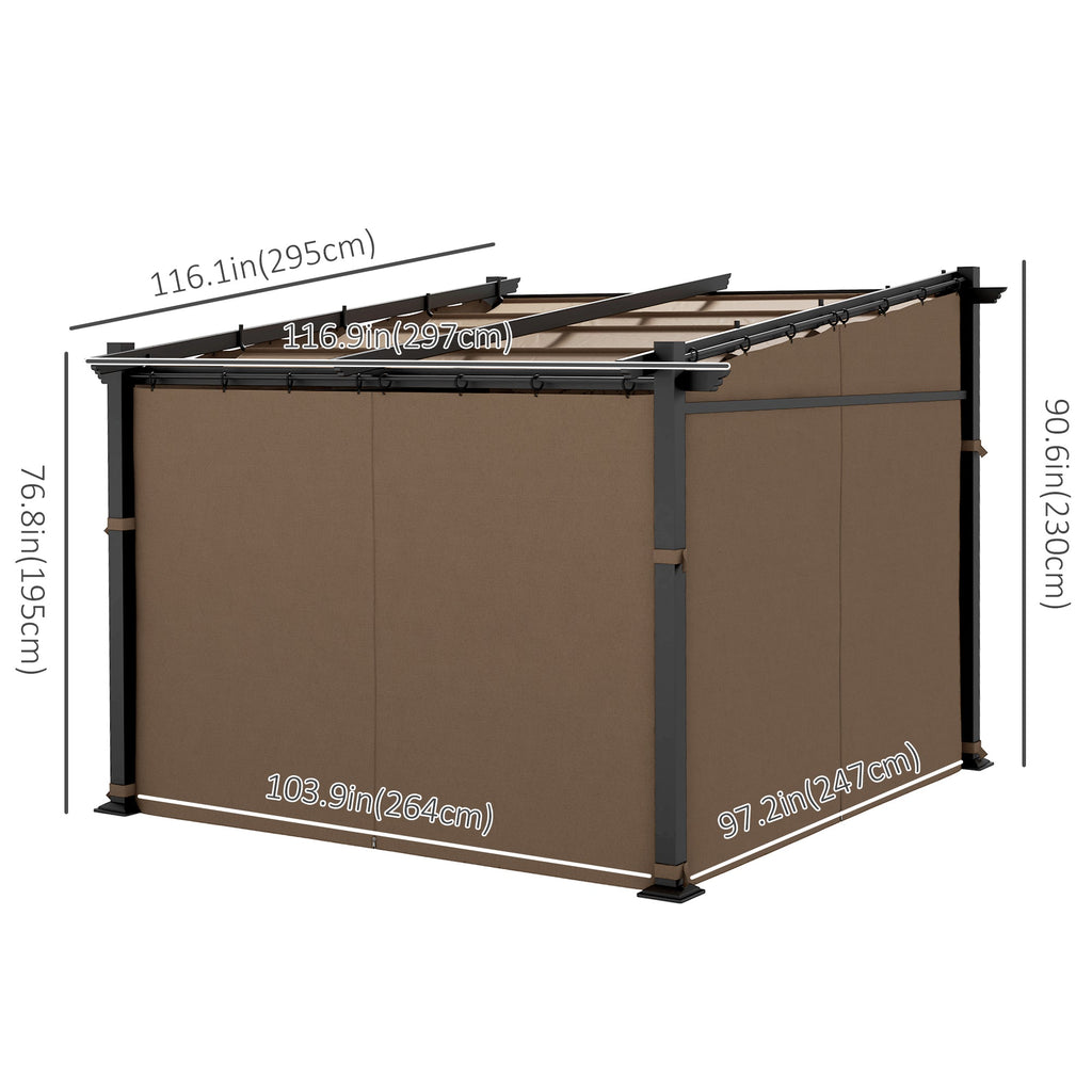 Metal Pergola with Sliding Roof Canopy, Retractable Pergola Canopy, 10' x 10', Beige