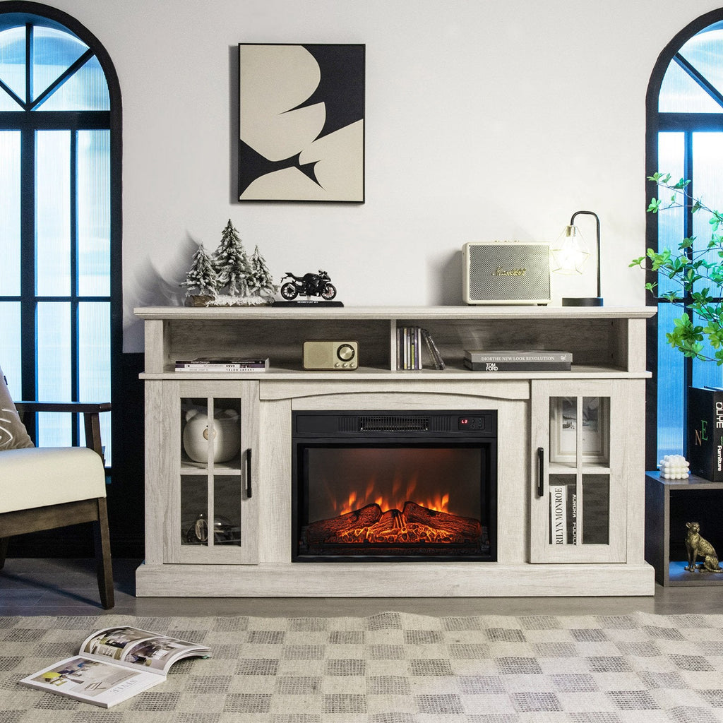 Fireplace TV Stand with 1400W Electric Fireplace-Gray