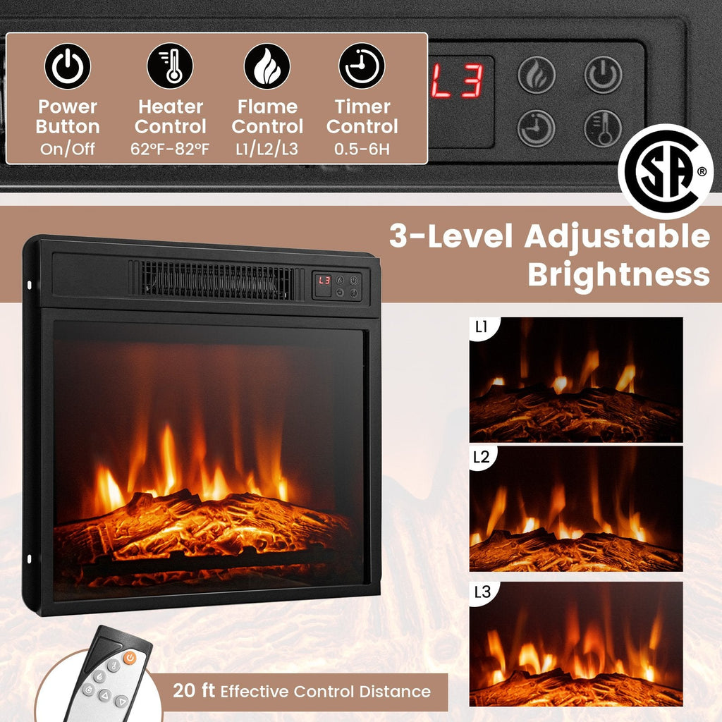 Fireplace TV Stand with 16-Color Led Lights for TVs up to 65 Inch-White