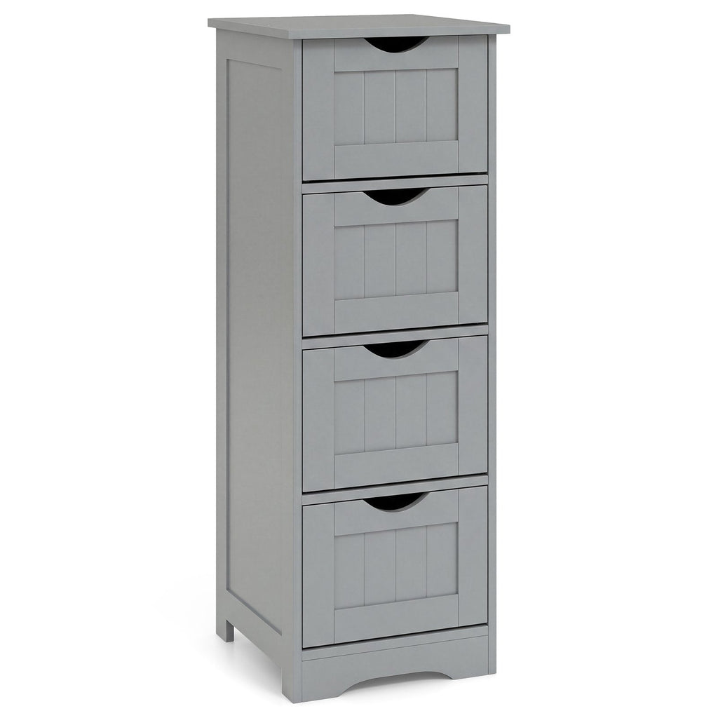 Floor Wooden Free Standing Storage Side Organizer for Bathroom-Gray