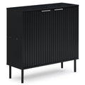 Fluted Buffet Cabinet with 2-Door Sideboard for Kitchen and Dining Room-Black