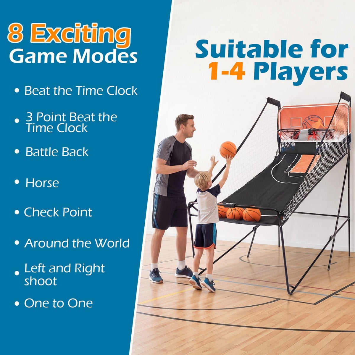 Foldable Basketball Arcade Game with 8 Exciting Playing Modes [Best Seller in the US]