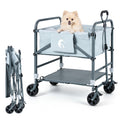 Foldable Dog Bath Cart with Adjustable Height & 4 Wheels for Pets-Gray