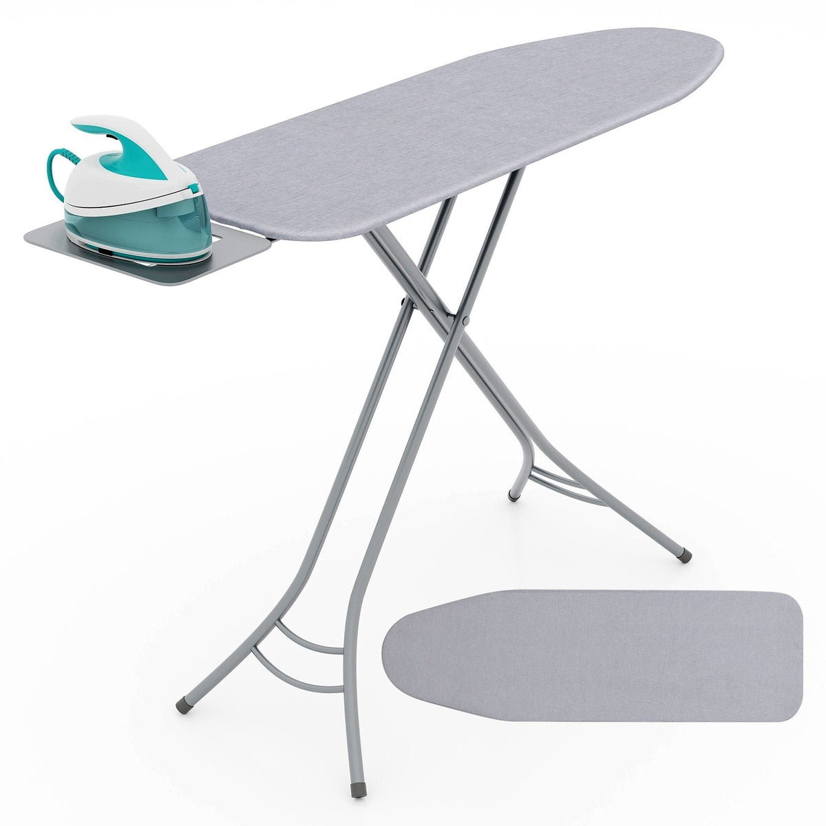 Foldable Ironing Board with Iron Rest and Adjustable Height-Gray