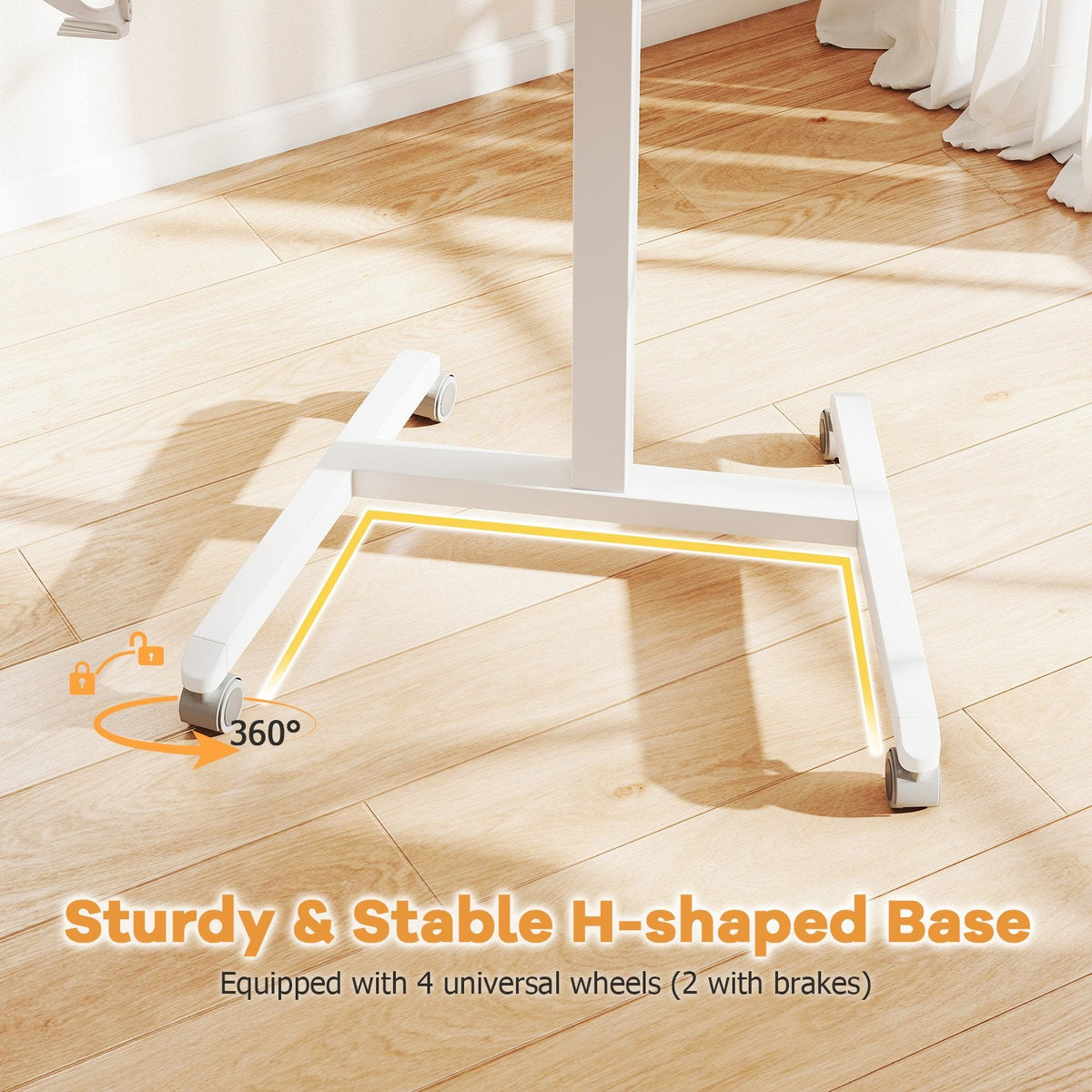 Foldable Mobile Standing Desk Rolling Laptop Desk with 90° Tiltable Tabletop-Natural