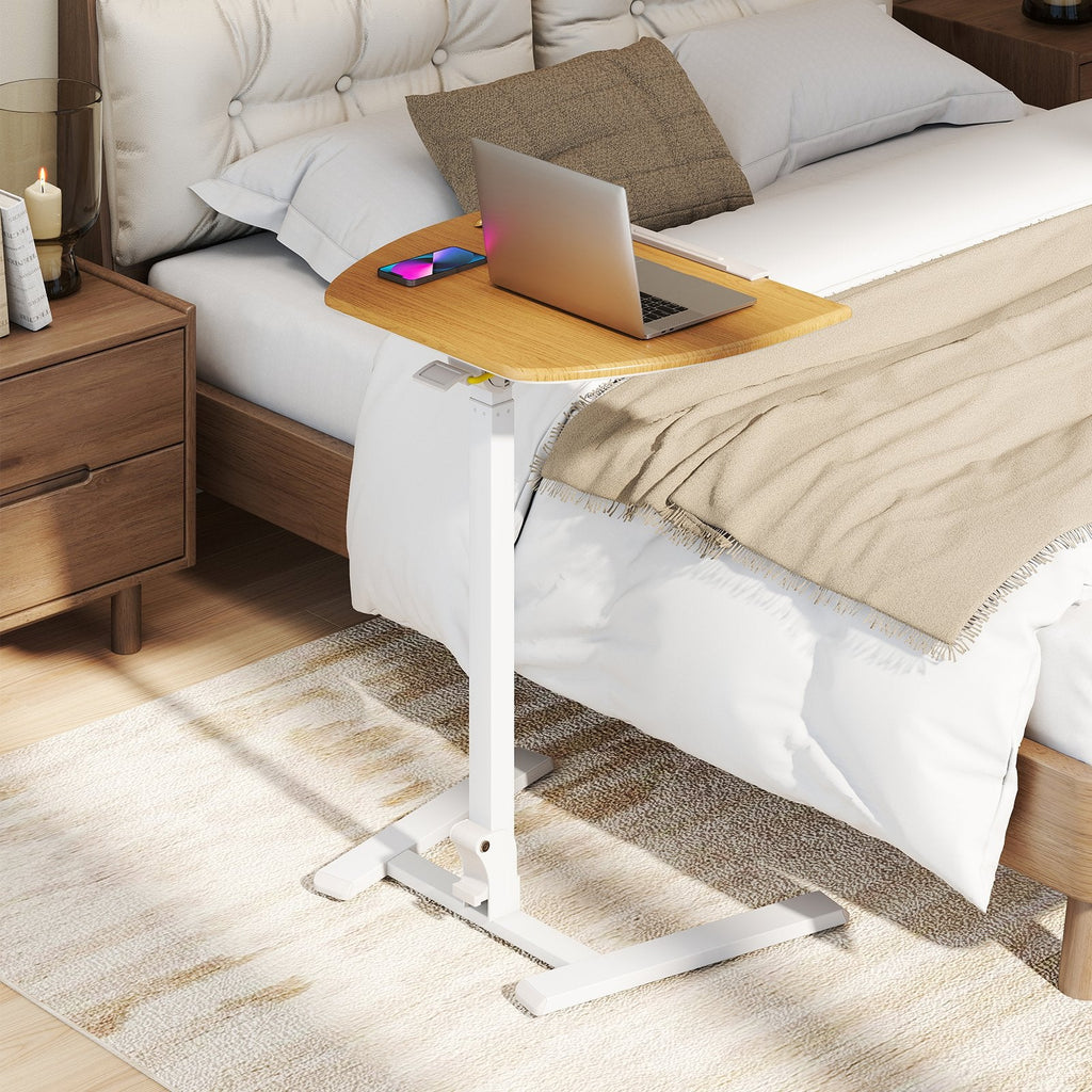 Foldable Mobile Standing Desk Rolling Laptop Desk with Wheels-Natural