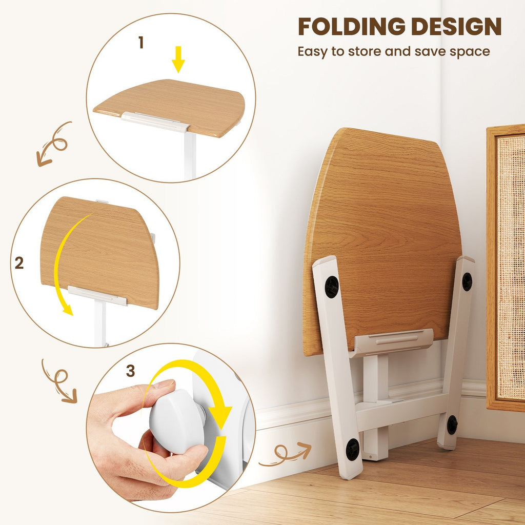 Foldable Mobile Standing Desk Rolling Laptop Desk with Wheels-Natural