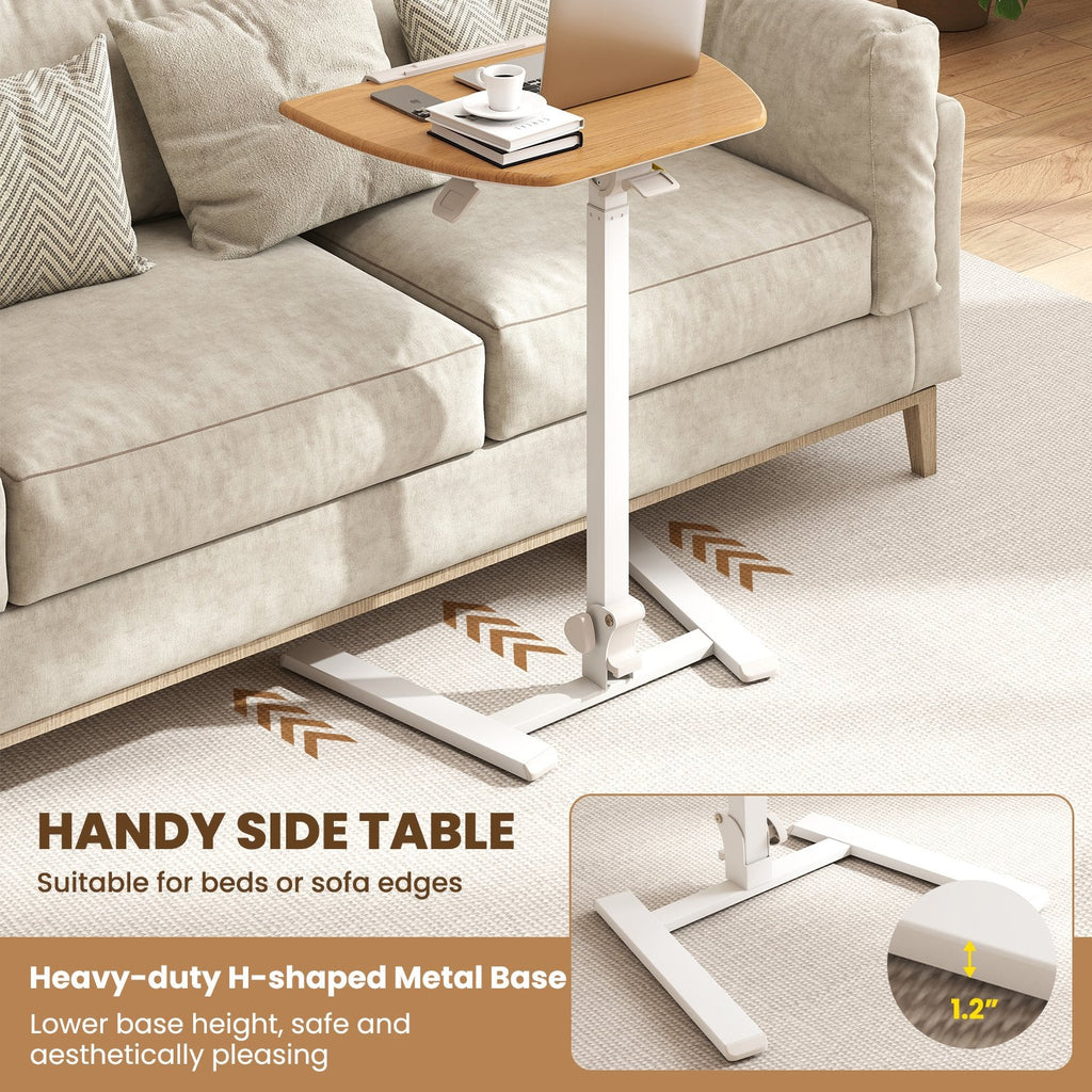 Foldable Mobile Standing Desk Rolling Laptop Desk with Wheels-Natural