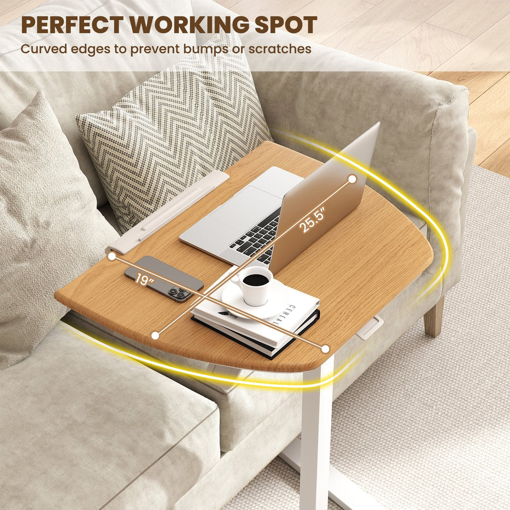 Foldable Mobile Standing Desk Rolling Laptop Desk with Wheels-Natural