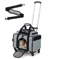 Foldable Pet Carrier with Wheels Airline Approved Rolling Cat and Dog Carrier-Grey