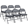 Folding Chair Set with Upholstered Seat and Fabric Covered Backrest-Set of 6