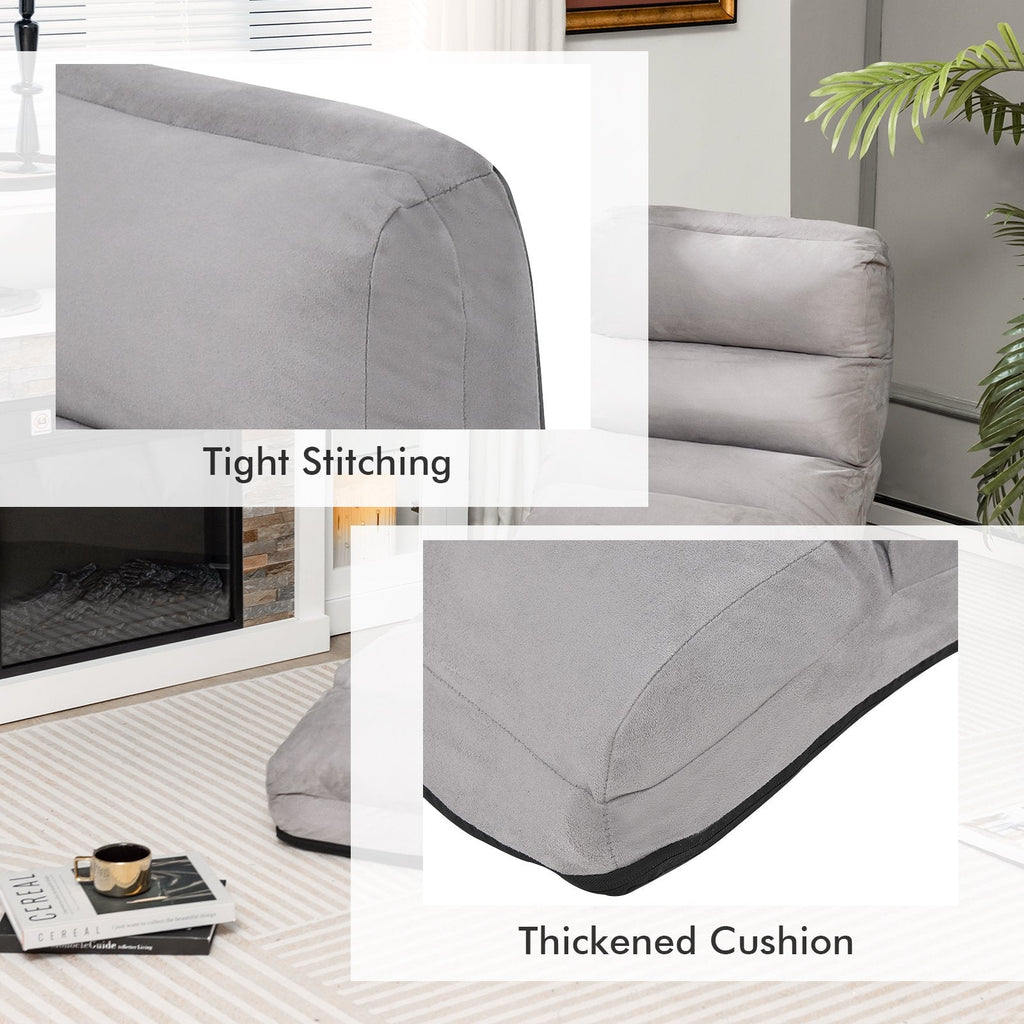 Folding Lazy Sofa Couch with Pillow-Gray