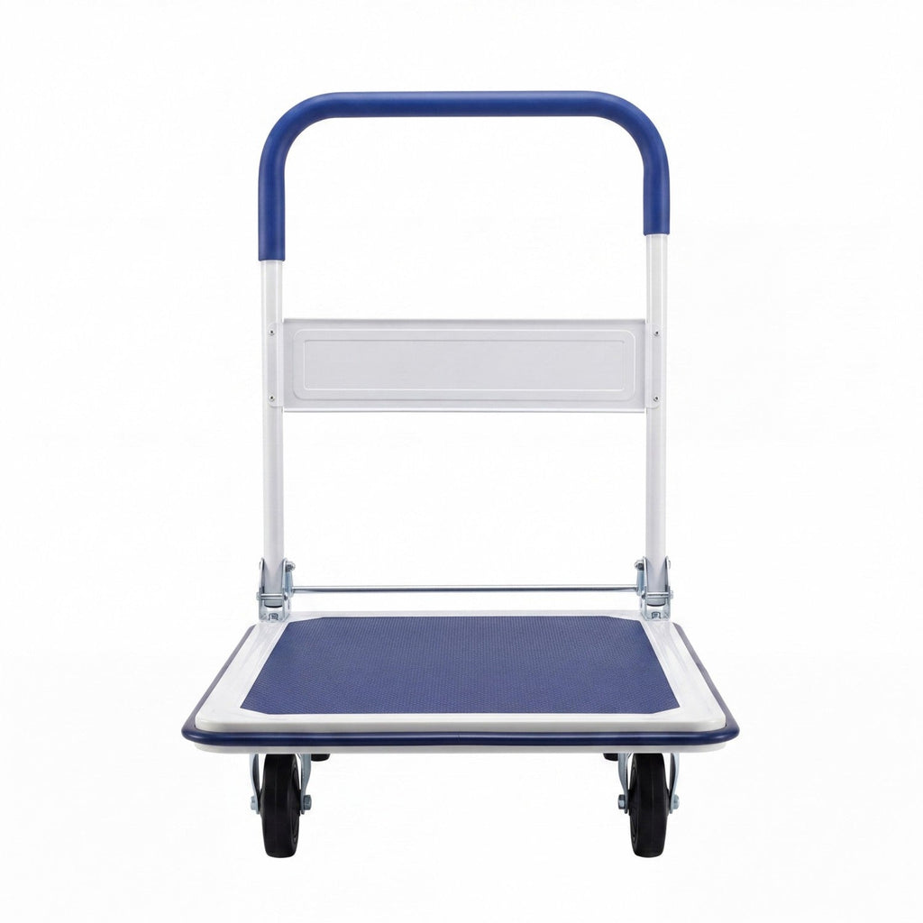 Folding Platform Hand Truck with 4 Wheels & Collapsible Bed for Moving Warehouse-Blue