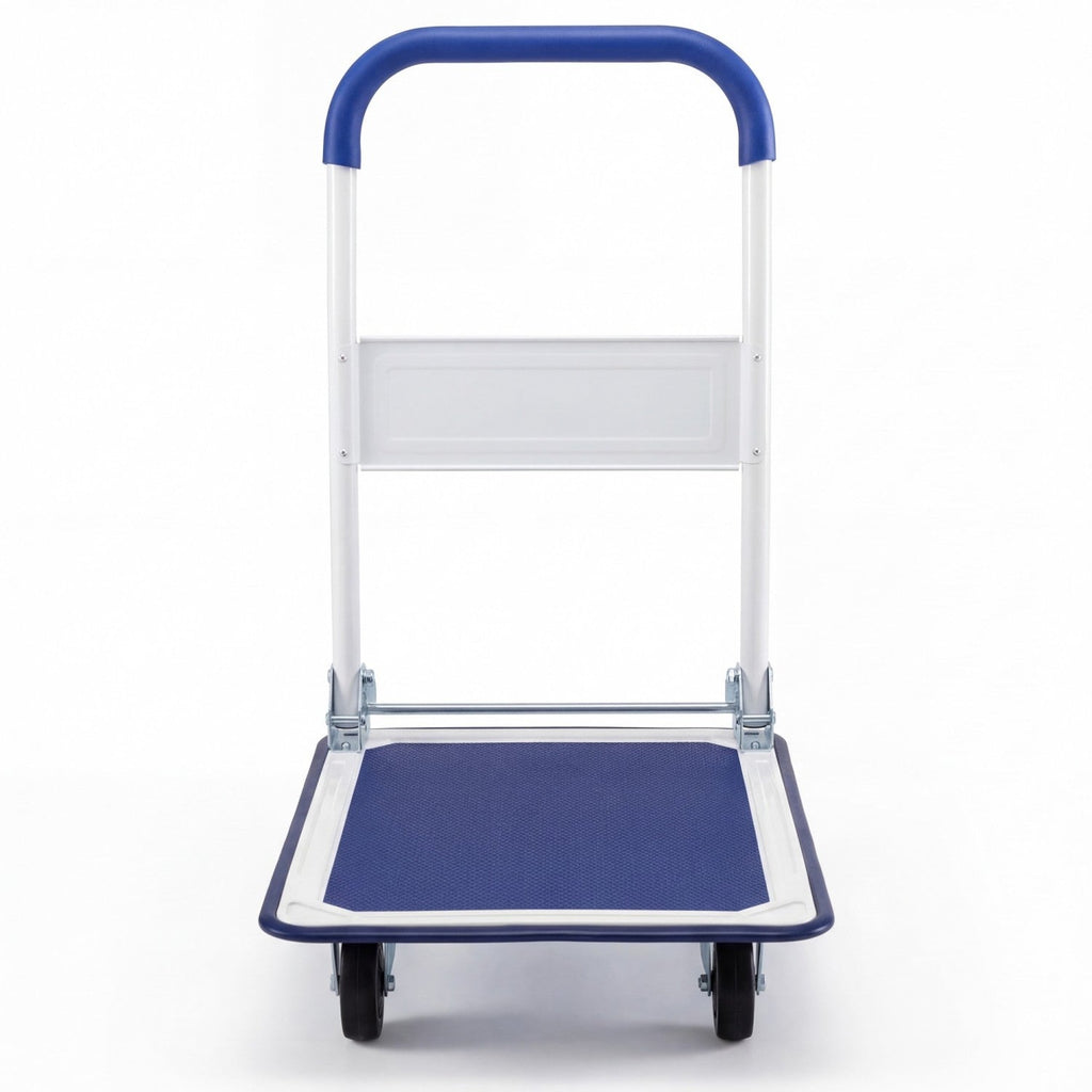 Folding Platform Hand Truck with Collapsible Bed & 4 Wheels for Moving Warehouse-Blue
