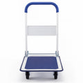 Folding Platform Hand Truck with Collapsible Bed & 4 Wheels for Moving Warehouse-Blue