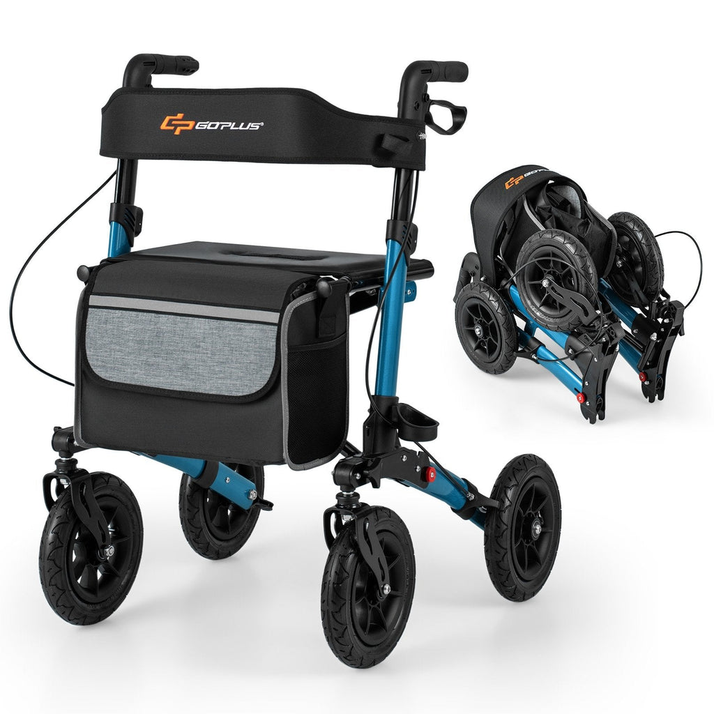 Folding Rollator Walker for Seniors with Seat for All Terrain-Navy