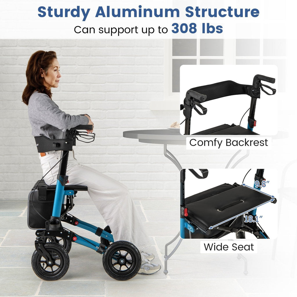 Folding Rollator Walker for Seniors with Seat for All Terrain-Navy