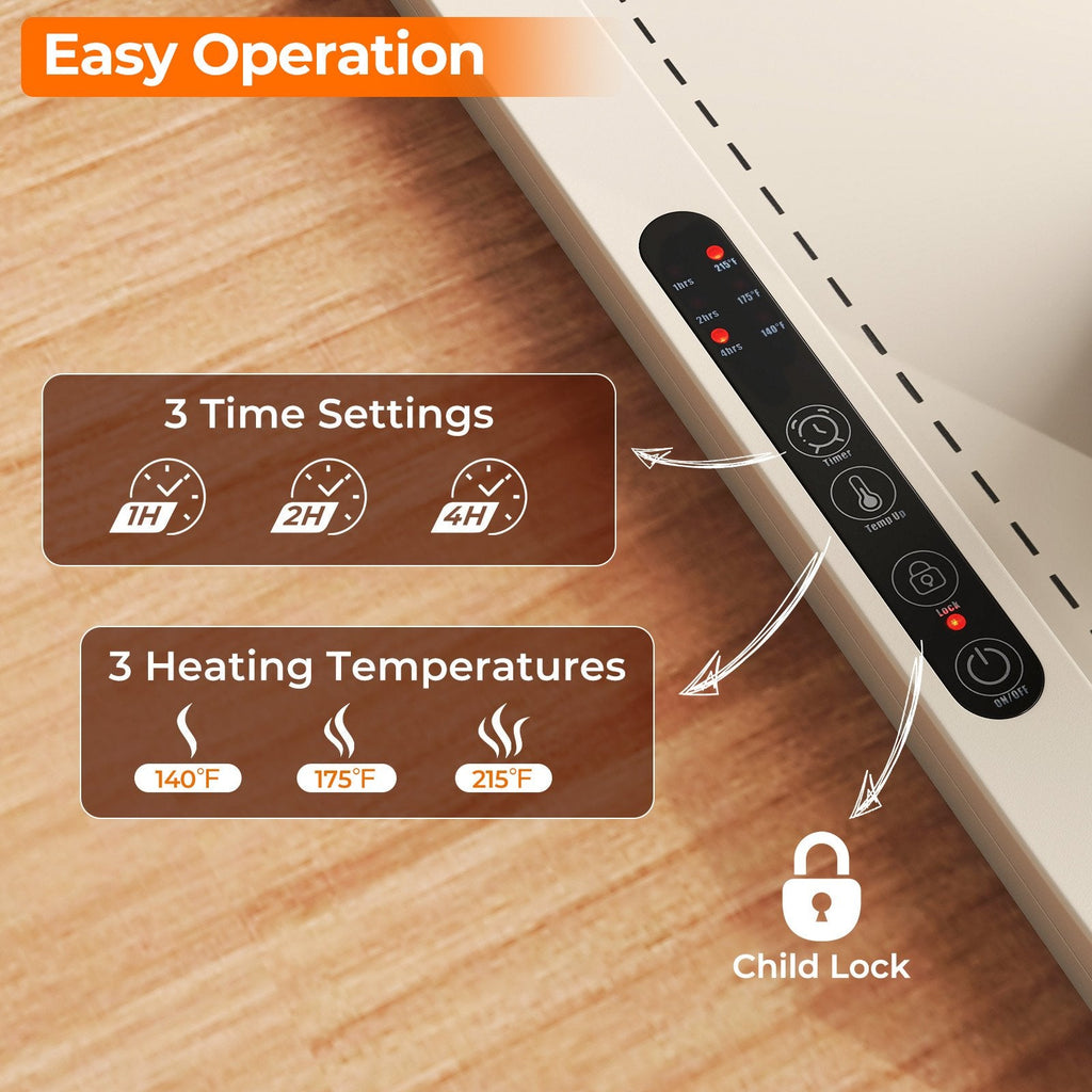 Food Warming Mat Rollable and Portable Electric Warming Tray with Fasting Heating-Beige