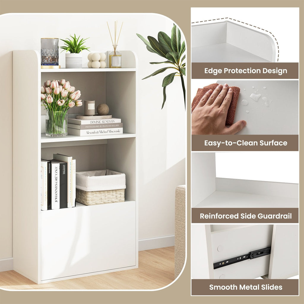 Freestanding Bookshelf with 3-Tier Open Shelf-White