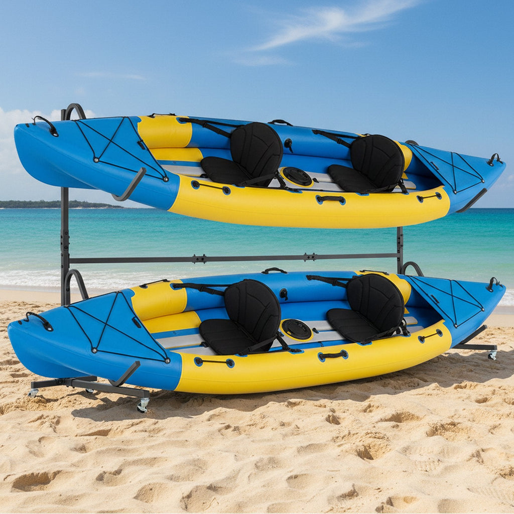 Freestanding Kayak Storage Rack with 6 Lockable Wheels-Black