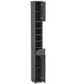 Freestanding Slim Bathroom Cabinet with Drawer and Adjustable Shelves-Gray