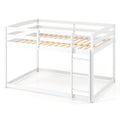 Full Over Full Bunk Bed Low-to-ground Bunk Bed-White