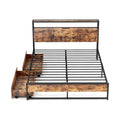 Queen Metal Bed Frame with 2 Tier Storage Headboard, Charging Station and 2 Drawers