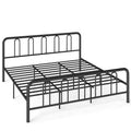 King Size Metal Bed Frame with Arched Headboard and Footboard, 12.5 Inch Clearance, Black