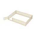 Full Size Floor Bed with Full Length Safety Guardrails-Natural