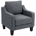 Armchair, Modern Accent Chair with Pocket Spring, Linen Upholstered, Thick Padded, Charcoal Grey