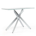 Glass Console Table Modern Entryway Table with Clear Tempered Glass Top-Silver