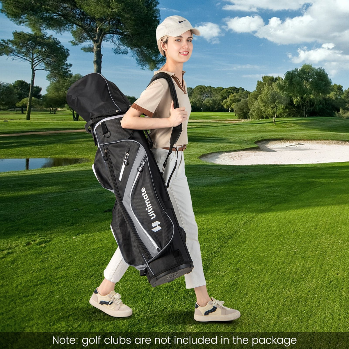 Golf Cart Bag with 14 Way Top Dividers-Gray