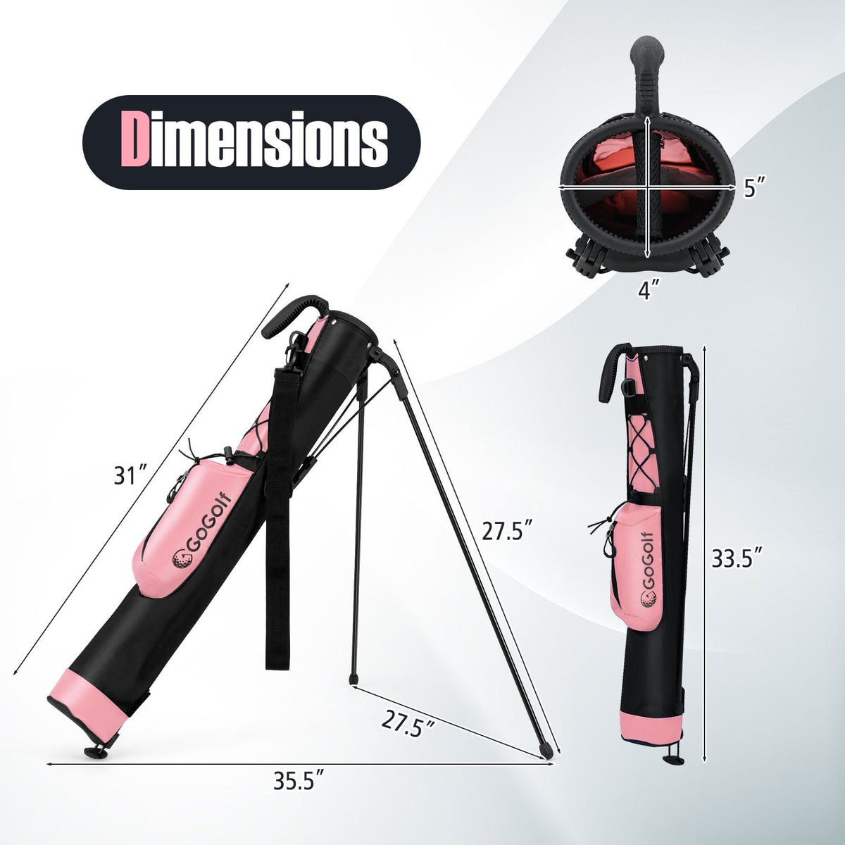 Golf Stand Bag Lightweight Golf Bag for The Driving Range-Pink