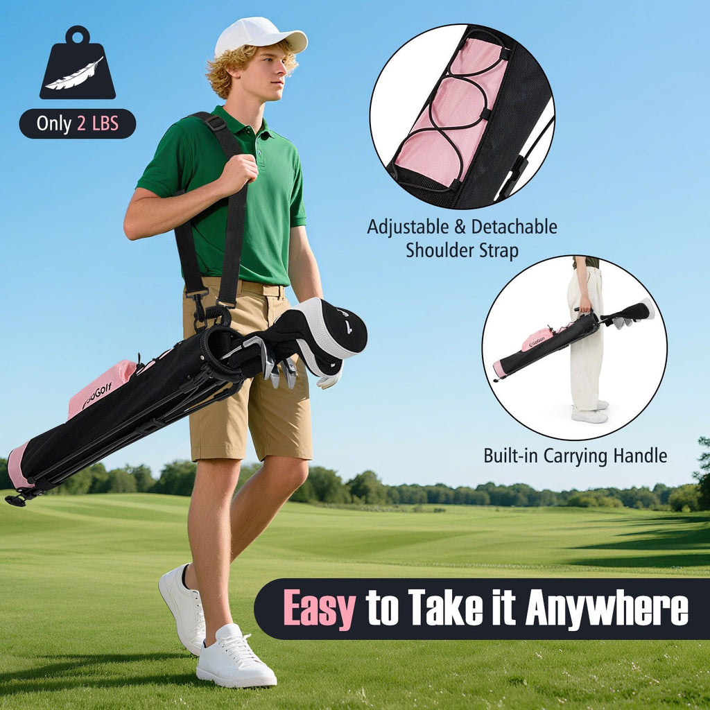 Golf Stand Bag Lightweight Golf Bag for The Driving Range-Pink