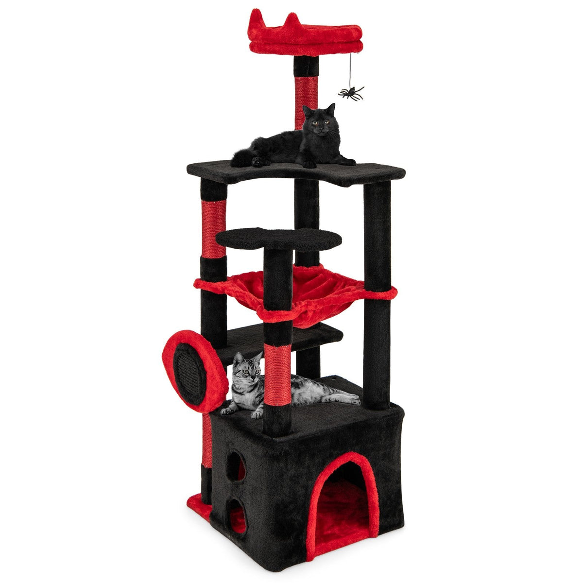 52 Inch Gothic Cat Tree with a Devil Eye Sisal Board and a Wide Hammock