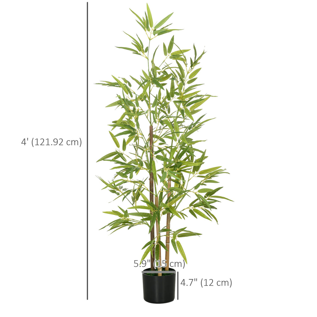 Set of 2 4ft Artificial Tree, Indoor Fake Bamboo with Pot, for Home Office Living Room Decor