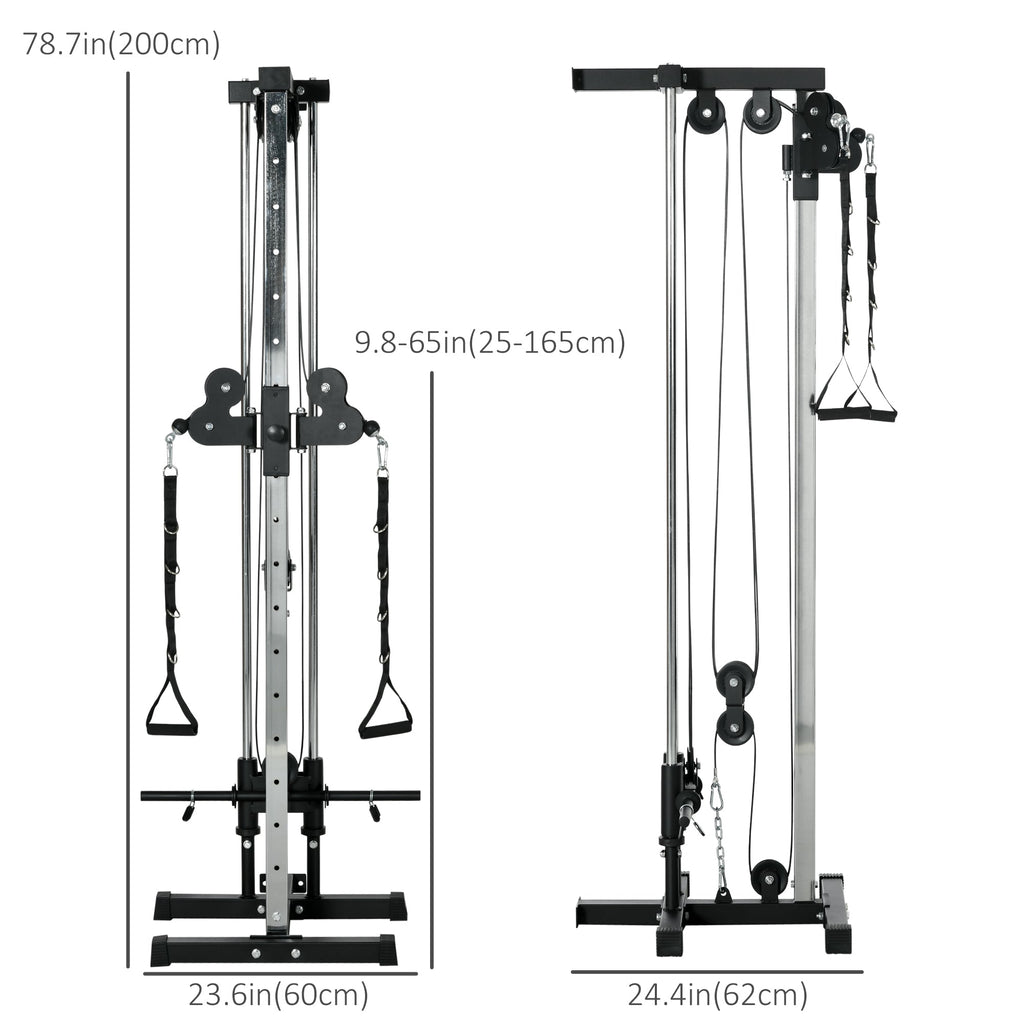 Wall Mount Cable Station, 15 Positions Adjustable Dual Pulley Machine Cable Crossover Machine Home Gym Equipment