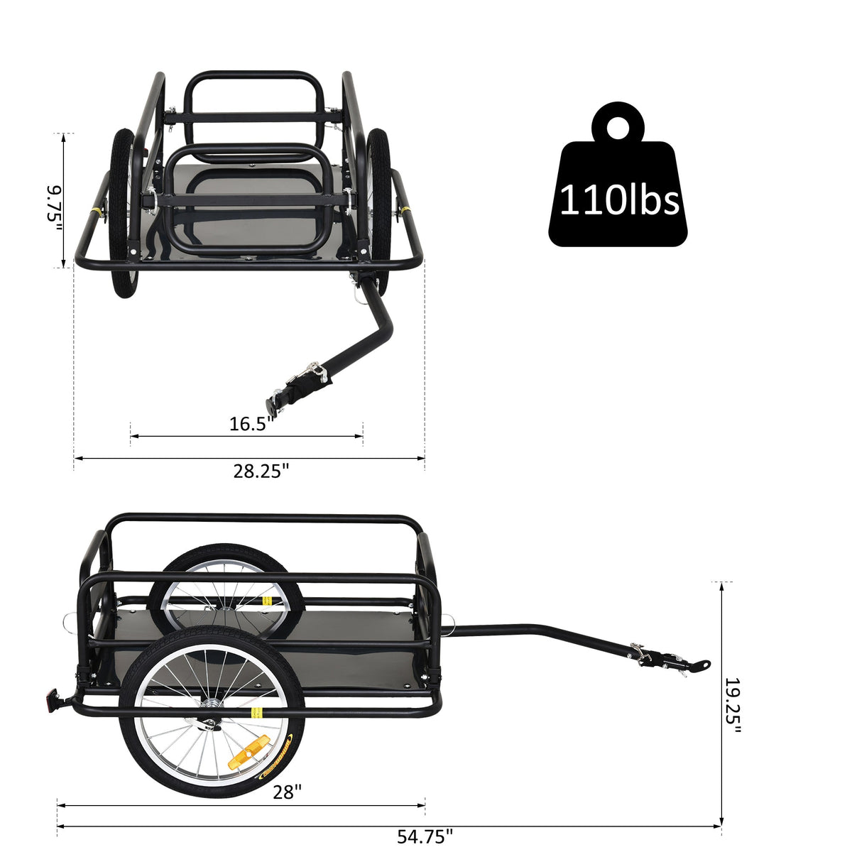 Folding Bicycle Cargo Trailer Wagon Utility Bike Cart Carrier Garden Patio Tool New