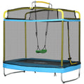 6.9FT Kids Trampoline with Safety Net, Gymnastics Bar, Swing, Toddler Trampoline for 3-6 Years Old Outdoor