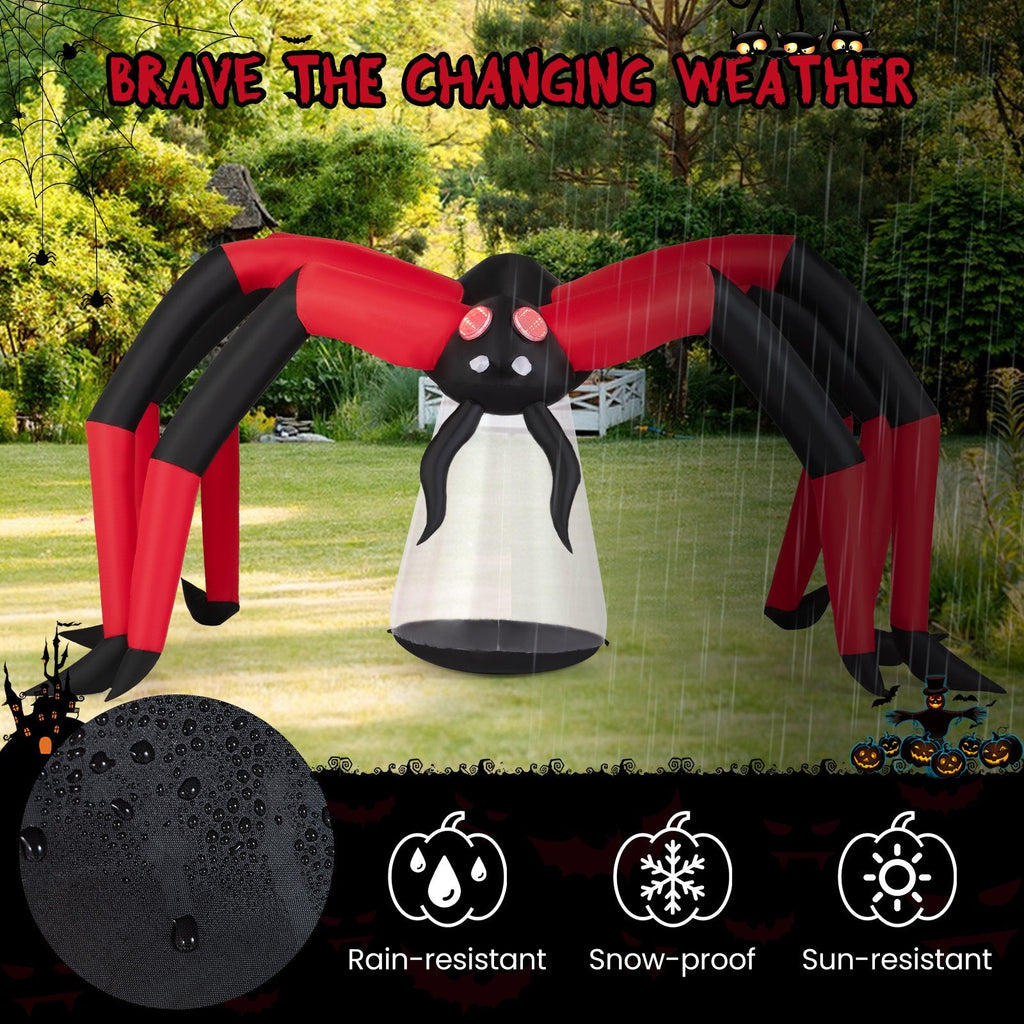 Halloween Inflatable Spider Blow Up Yard Scary Spider with Red Tunnel Light Eyes