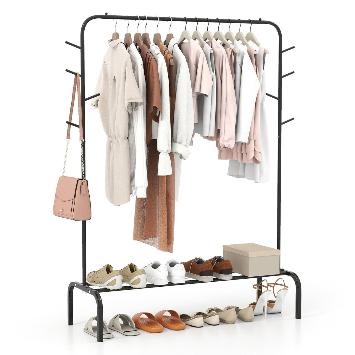 Heavy Duty Clothes Rack 50-Inch Wide Metal Garment Wardrobe Rack-Black