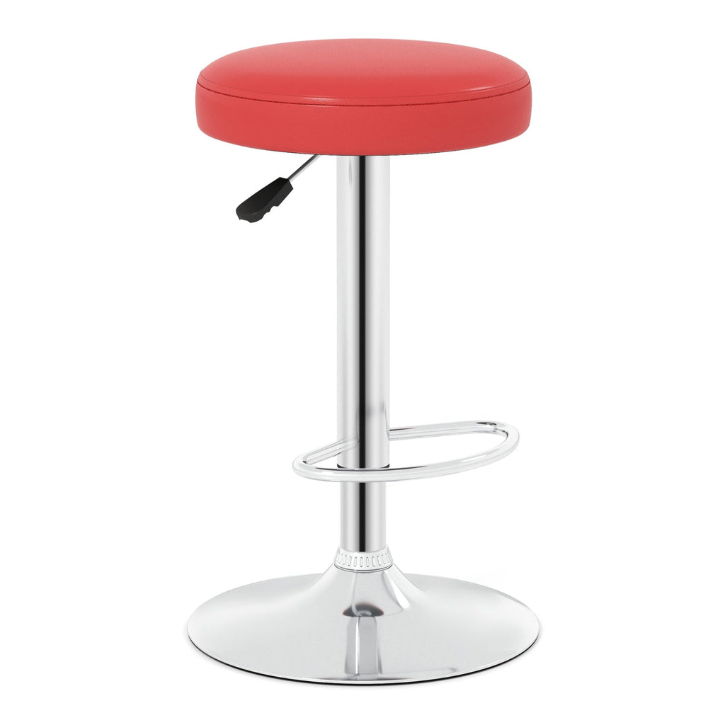 Backless Gas Lift Bar Stool in Red with 360 Degree Swivel, 25.5 to 33.5 Inch Seat