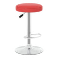 Backless Gas Lift Bar Stool in Red with 360 Degree Swivel, 25.5 to 33.5 Inch Seat