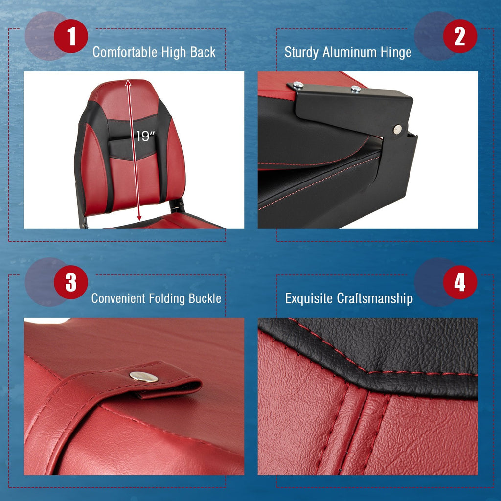 High Back Folding Boat Seats with Sponge Cushions and Flexible Hinges
