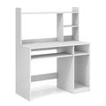 Home Office Computer Desk with Bookcase Keyboard Tray and CPU Stand-White