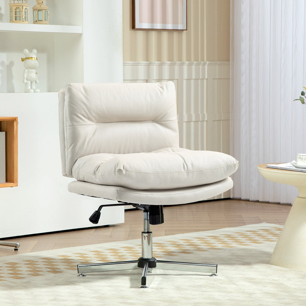 Armless Office Chair, Criss Cross Chair with Adjustable Height & Tilt Function for Home Office, Study, Grey