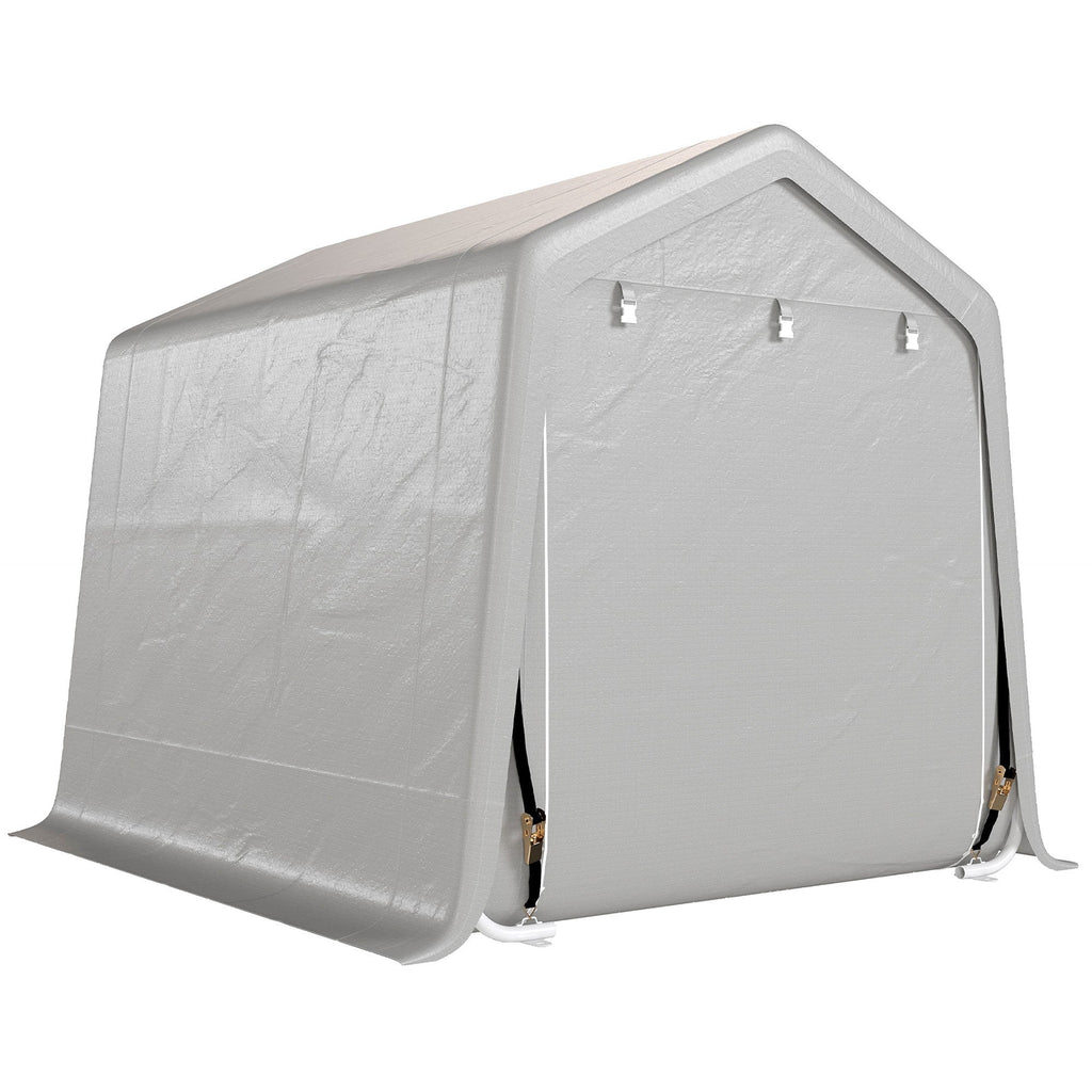 7.9' x 6.6' Garden Storage Tent, Patio Storage Shelter w/ Metal Frame and Double Zipper Doors, Dark Grey