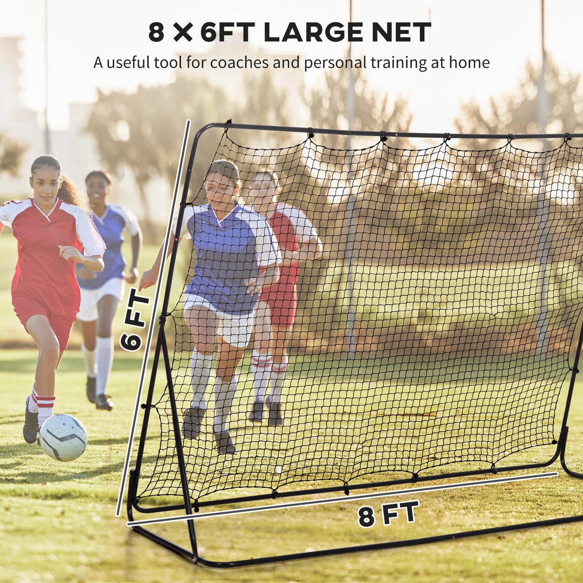 8' x 6' Soccer Rebounder Net with 5 Adjustable Angles for Backyard Park Training Practice